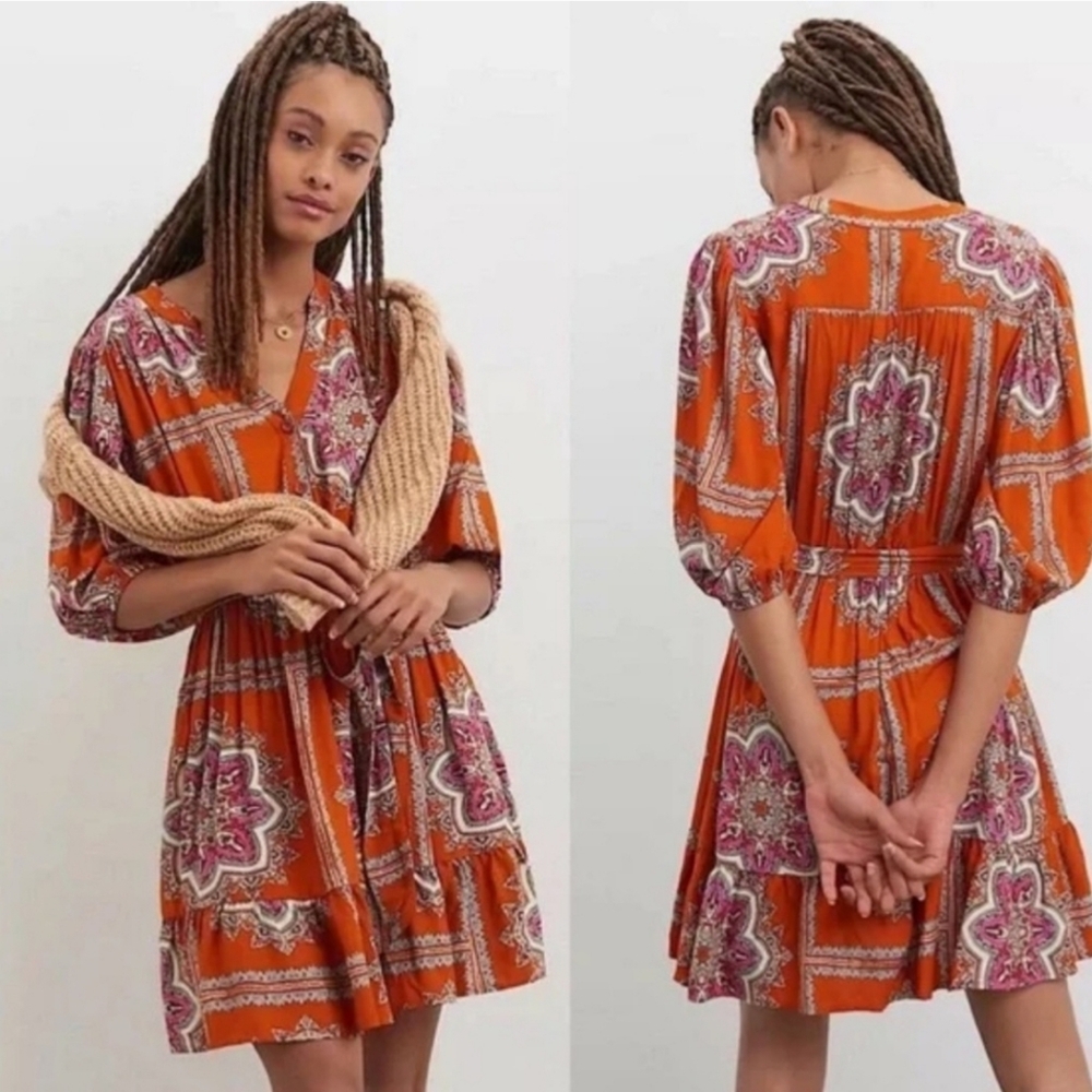 Anthropologie Porridge Isabel Paisley Mini Dress Size Medium